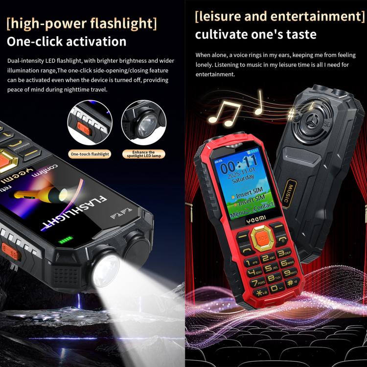 YEEMI Q5 4G Elder Rugged Phone, 16800mAh Battery, 2.4 inch, 21 Keys, Network: 4G, LED Flashlight, Dual SIM