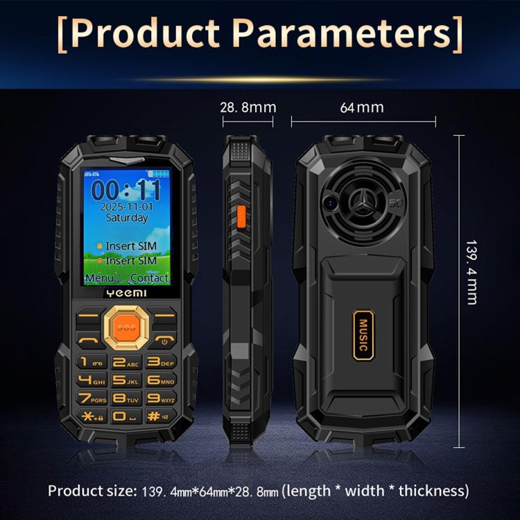 YEEMI Q5 4G Elder Rugged Phone, 16800mAh Battery, 2.4 inch, 21 Keys, Network: 4G, LED Flashlight, Dual SIM