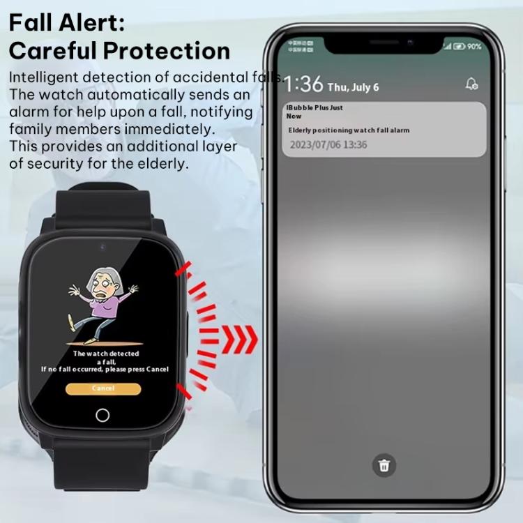 FA83S 1.69-inch 4G Network GPS Tracking Elderly Care Smart Watch Support Heart Rate / Blood Pressure Monitoring, Eurasia-Africa Version, American Version