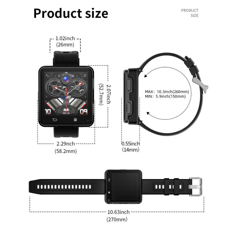 LOKMAT APPLLP 2 Max 4G Smart Watch, 2.64 inch MTK6761 Quad Core, 4GB+64GB, Android 11.0, GPS, Video Call