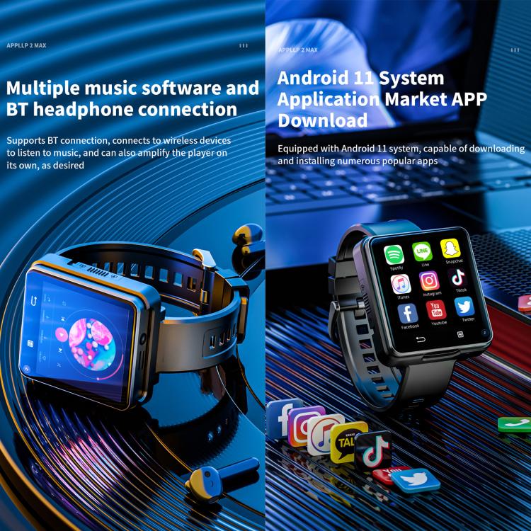 LOKMAT APPLLP 2 Max 4G Smart Watch, 2.64 inch MTK6761 Quad Core, 4GB+64GB, Android 11.0, GPS, Video Call