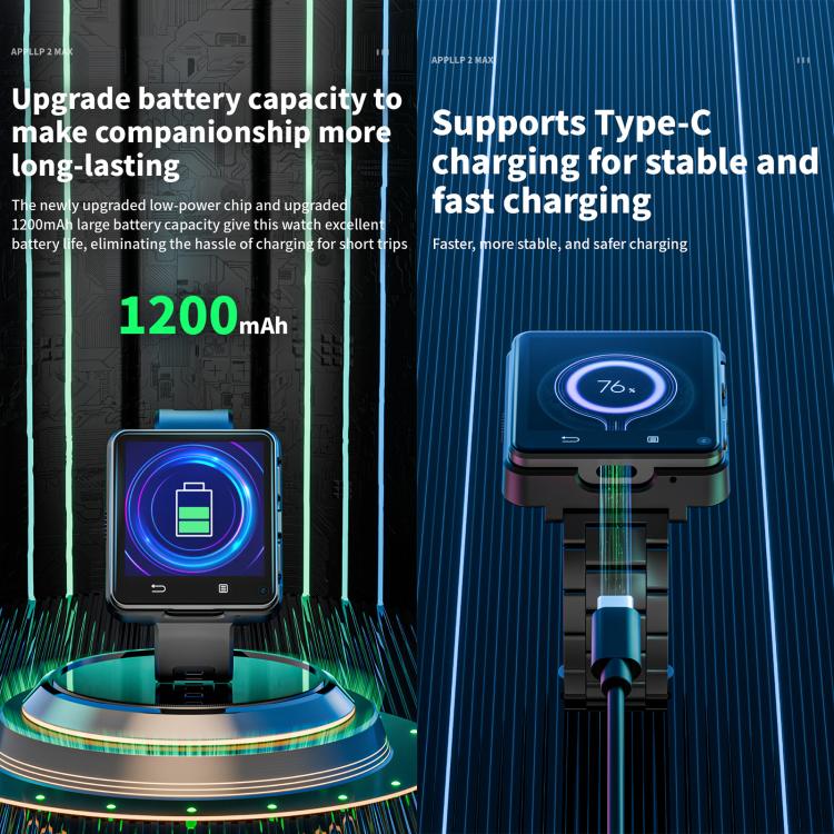 LOKMAT APPLLP 2 Max 4G Smart Watch, 2.64 inch MTK6761 Quad Core, 4GB+64GB, Android 11.0, GPS, Video Call