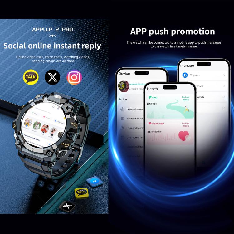 LOKMAT APPLLP 2 Pro 4G Smart Watch,1.508 inch SC8541E Quad Core, 4GB+64GB, Android 8.1, Video Call