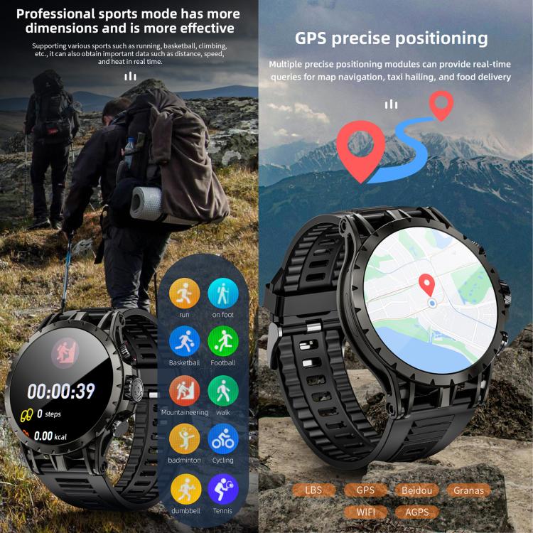 LOKMAT APPLLP 4 4G Smart Watch, 1.58 inch SC8541E Quad Core, 3GB+32GB, Android 8.1, GPS, Heart Rate, Blood Oxygen, Blood Pressure Monitoring, NFC