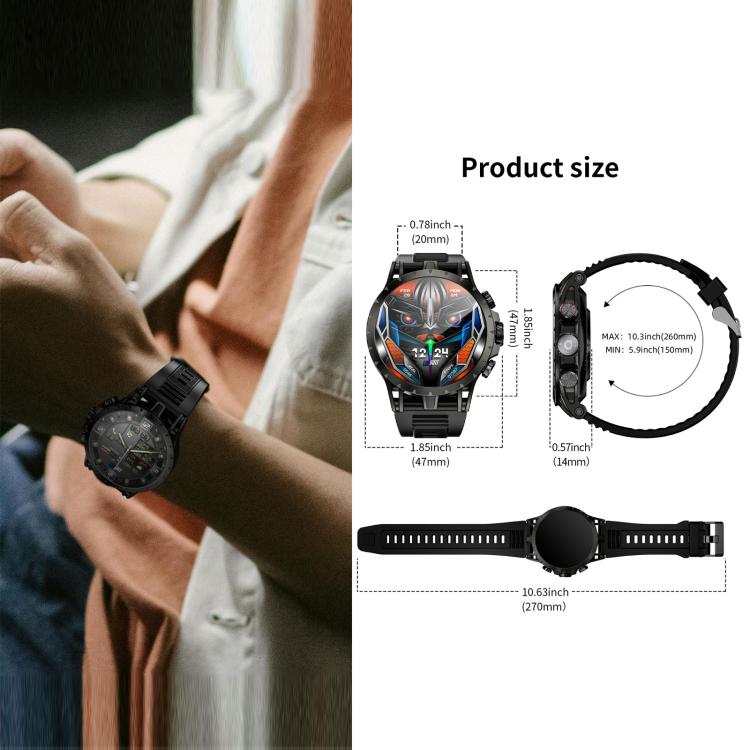 LOKMAT APPLLP 4 4G Smart Watch, 1.58 inch SC8541E Quad Core, 3GB+32GB, Android 8.1, GPS, Heart Rate, Blood Oxygen, Blood Pressure Monitoring, NFC