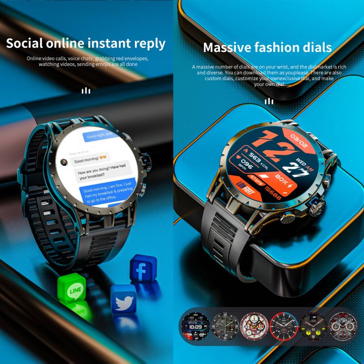 LOKMAT APPLLP 4 4G Smart Watch, 1.58 inch SC8541E Quad Core, 3GB+32GB, Android 8.1, GPS, Heart Rate, Blood Oxygen, Blood Pressure Monitoring, NFC