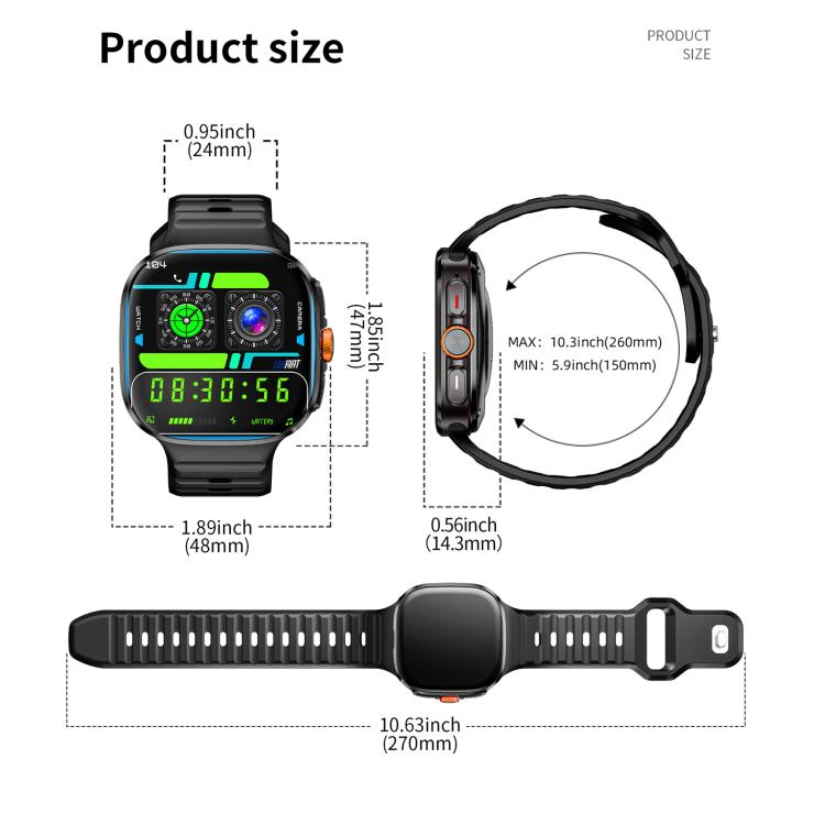 LOKMAT APPLLP 6 Max 4G Smart Watch, 1.58 inch SC8541E Quad Core, 3GB+32GB, Android 8.1, Video Call , Heart Rate