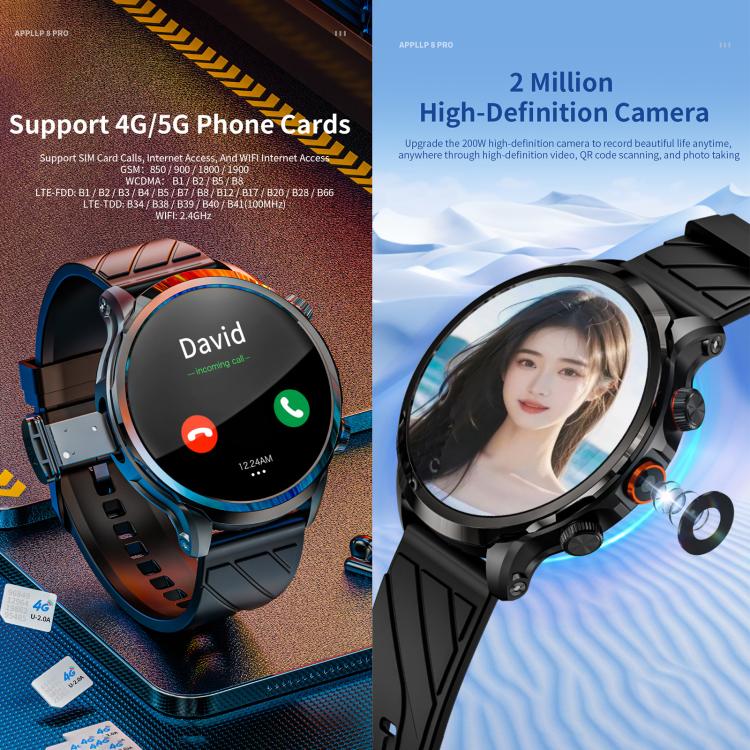 LOKMAT APPLLP 8 Pro 4G Smart Watch, 1.58 inch SC8541E Quad Core, 3GB+32GB, Android 8.1, GPS, Heart Rate