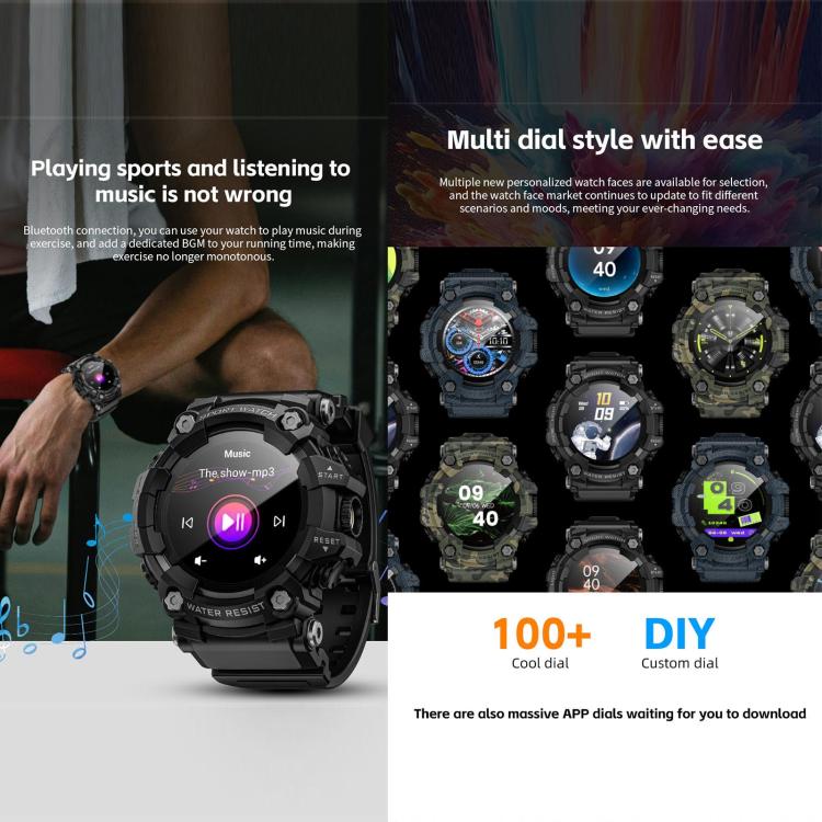 LOKMAT ATTACK T Rugged Smart Watch, 1.32 inch, BT Call, SOS, Pedometer, Sleep Tracking, Heart Rate, Blood Pressure, Blood Oxygen