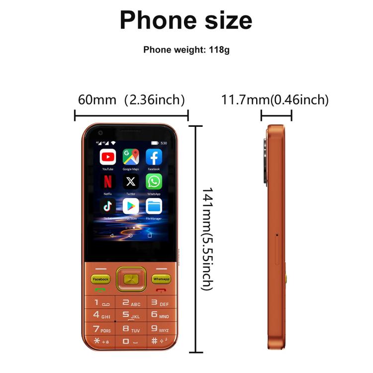 A001 / 16MP, 2GB+16GB, 2.8 inch Android 8.1 MTK6737 Quad Core, Network: 4G, Dual SIM