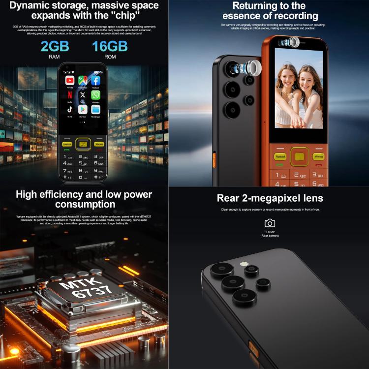 A001 / 25MP, 2GB+16GB, 2.8 inch Android 8.1 MTK6737 Quad Core, Network: 4G, Dual SIM