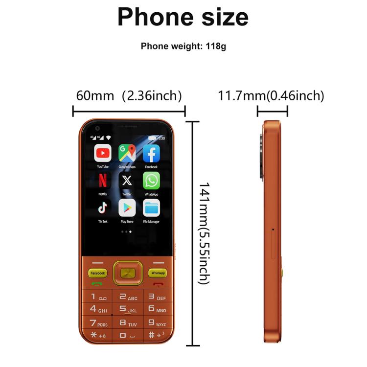 A001 / 25MP, 2GB+16GB, 2.8 inch Android 8.1 MTK6737 Quad Core, Network: 4G, Dual SIM