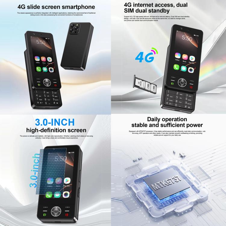 S160 Slide Phone, 2GB+16GB, 3.0 inch Android 8.1 MTK6737 Quad Core, Network: 4G, Dual SIM