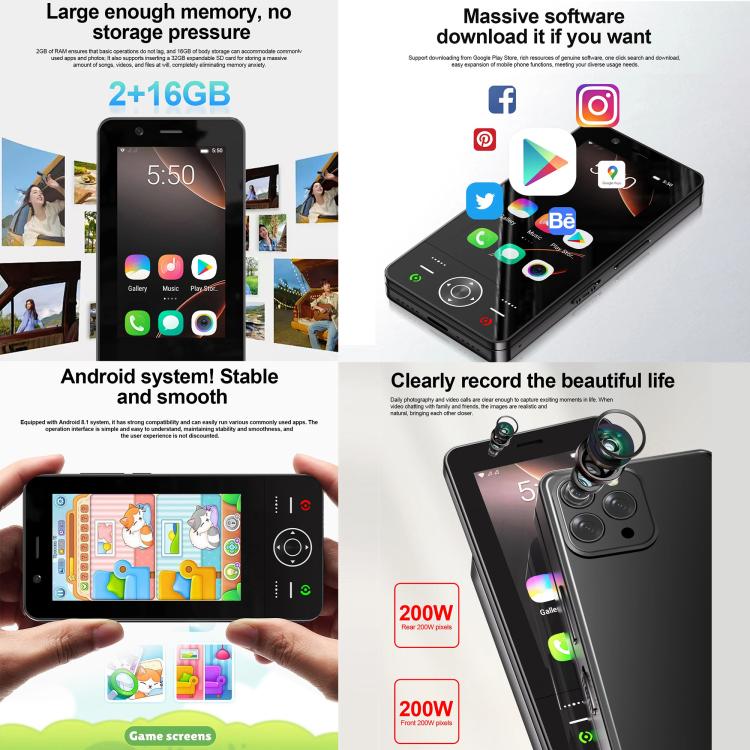 S160 Slide Phone, 2GB+16GB, 3.0 inch Android 8.1 MTK6737 Quad Core, Network: 4G, Dual SIM