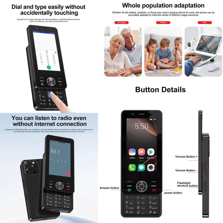 S160 Slide Phone, 2GB+16GB, 3.0 inch Android 8.1 MTK6737 Quad Core, Network: 4G, Dual SIM