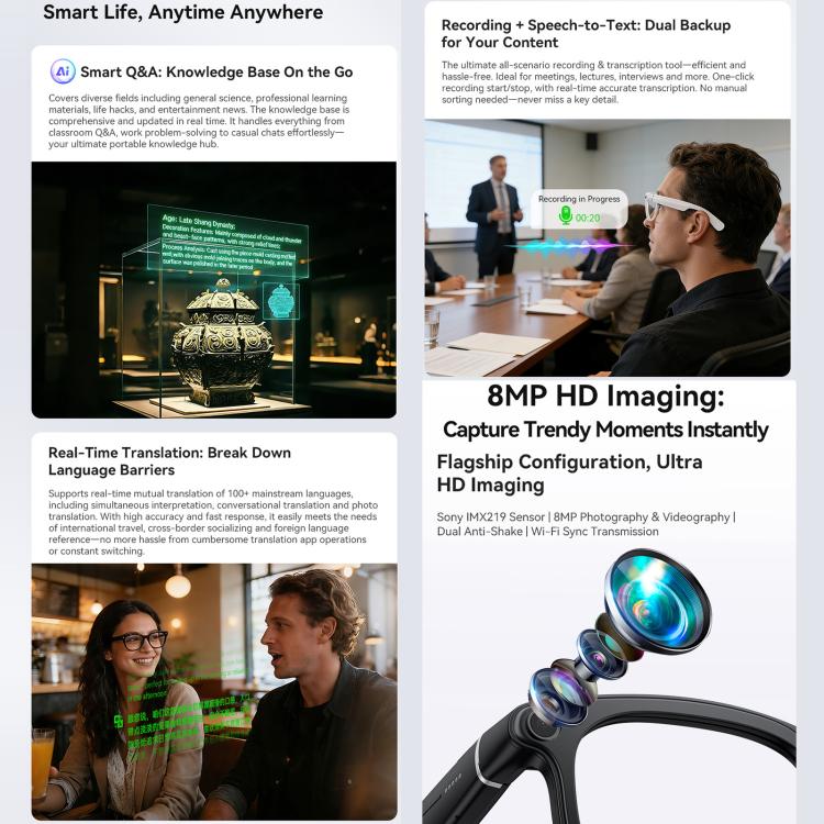 X01 Ultra Cycling Smart AI Sports Glasses 8MP HeyCyan, Six-axis Image Stabilization, Wi-Fi, BT Call, AI Voice Assistant, AI Translation