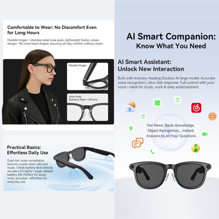 X01 Cycling Smart AI Sports Glasses 8MP HeyCyan, Six-axis Image Stabilization, Wi-Fi, BT Call, AI Voice Assistant, AI Translation