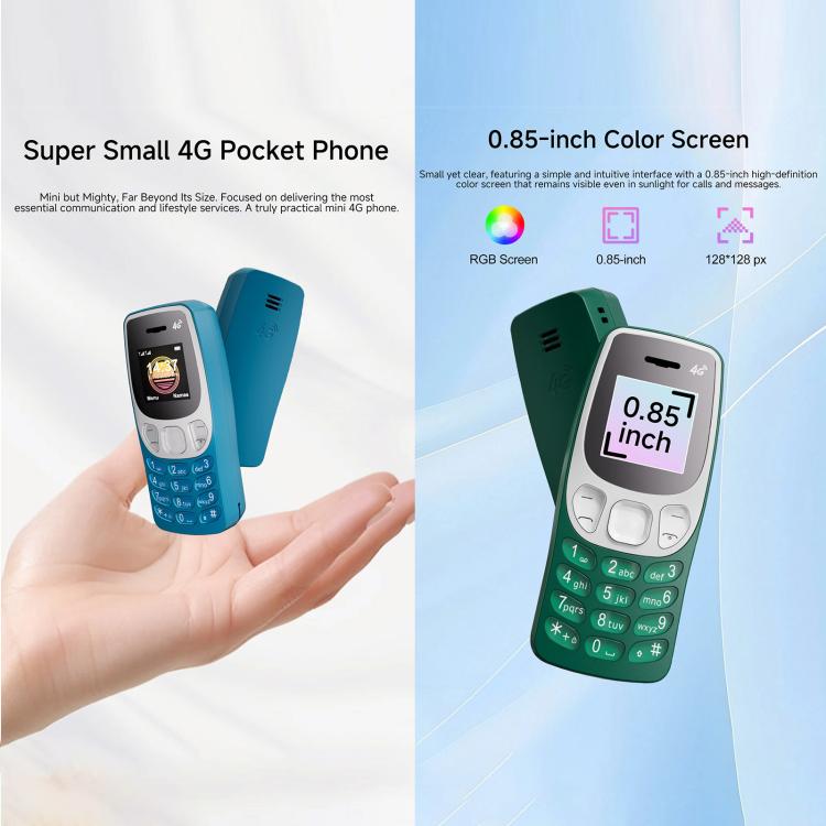 BM80 4G Mini Mobile Phone, 0.85 inch Hands Free Bluetooth Dialer Headphone, MP3 Music, Dual SIM, Network: 4G