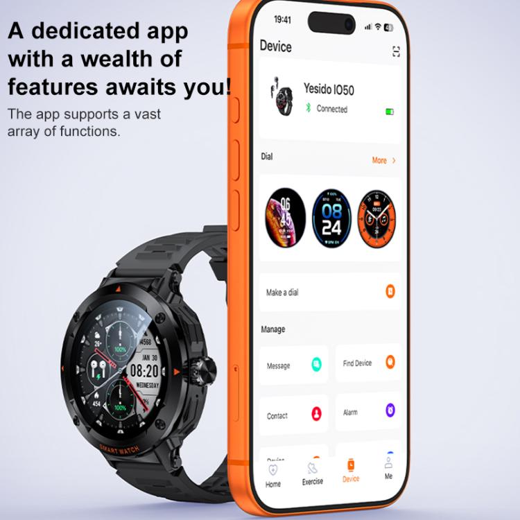 Yesido IO50 Smart Watch with TWS Earbuds, 2-in-1 Bluetooth-Compatible Smartwatch with Charging Box, 1.46 inch HD Display, NFC