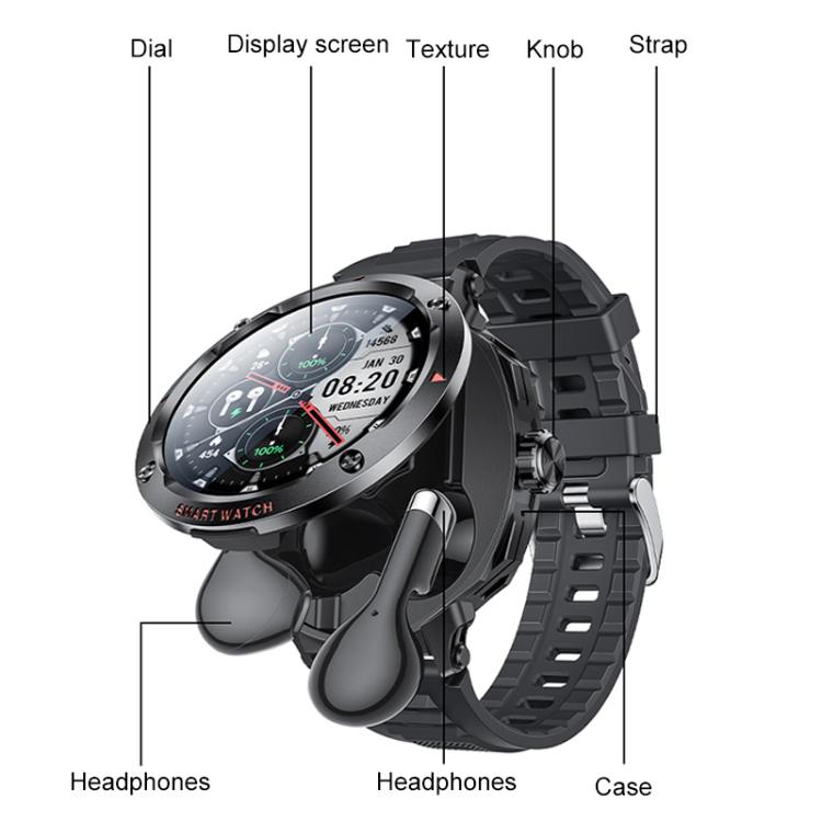 Yesido IO50 Smart Watch with TWS Earbuds, 2-in-1 Bluetooth-Compatible Smartwatch with Charging Box, 1.46 inch HD Display, NFC
