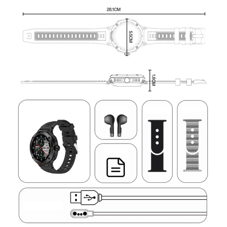 Yesido IO50 Smart Watch with TWS Earbuds, 2-in-1 Bluetooth-Compatible Smartwatch with Charging Box, 1.46 inch HD Display, NFC