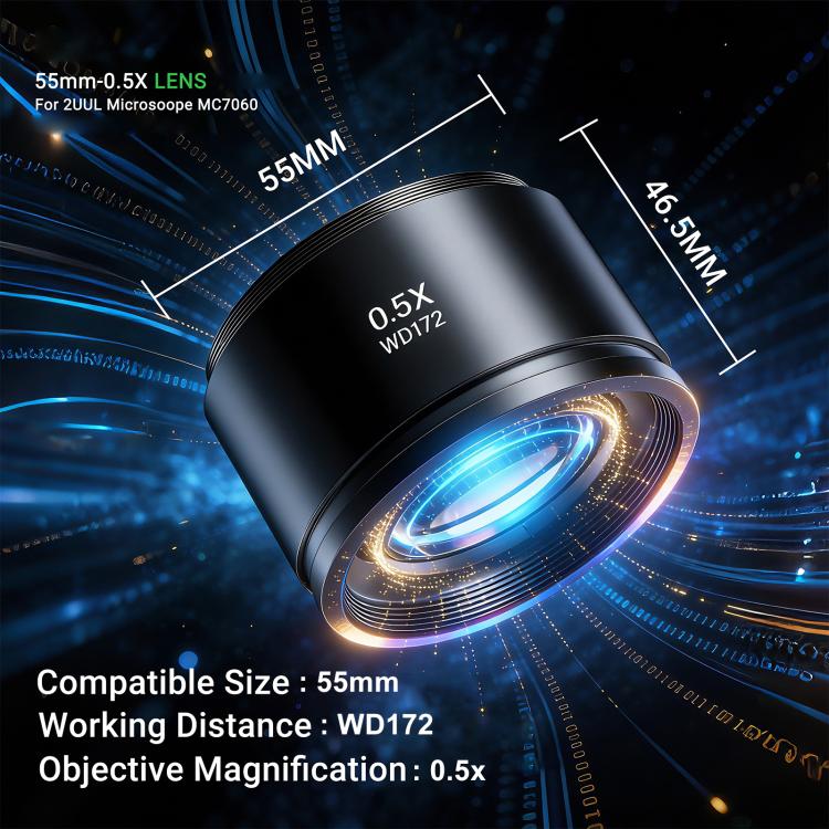 2uul MS05 55MM WD172 0.5X Lens for 2uul MC7060 Microscope, 2uul MS05