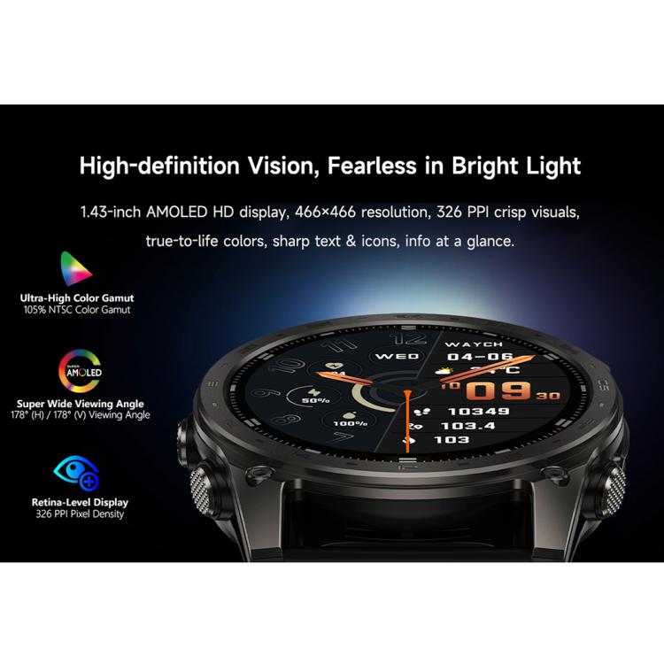 T8 Pro 1.43 inch AMOLED Sport Smart Watch, Support Bluetooth Call / Sleep / Blood Oxygen / Heart Rate / Long Sitting Health Monitor