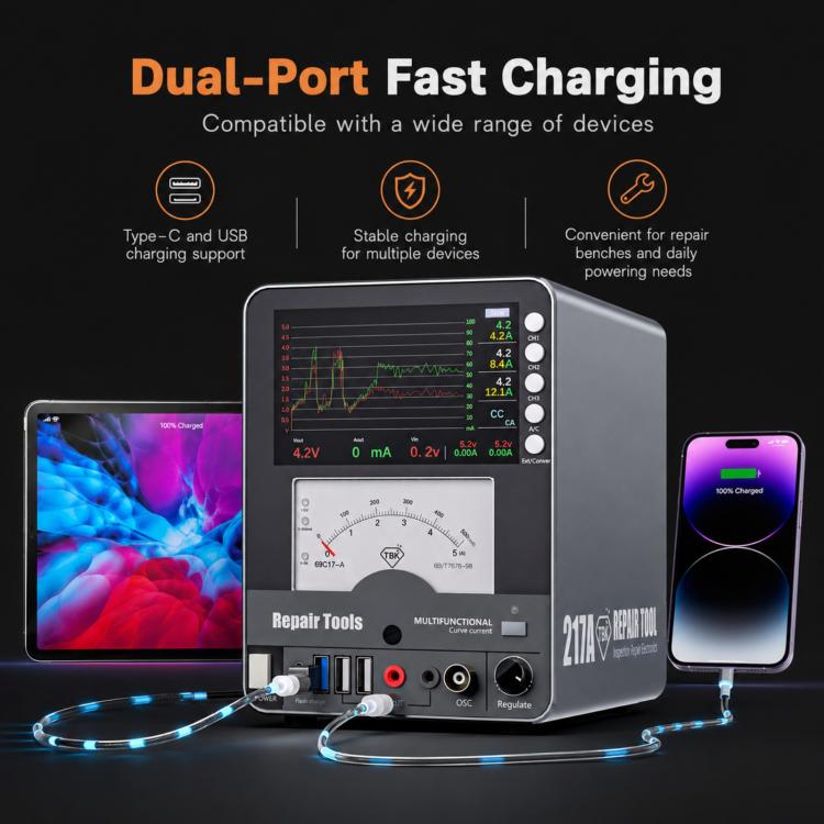 TBK 217A 30V / 5A 3-Channel Storage Curved DC Regulated Power Supply with Hyperbola Display, US Plug, UK Plug, EU Plug, AU Plug