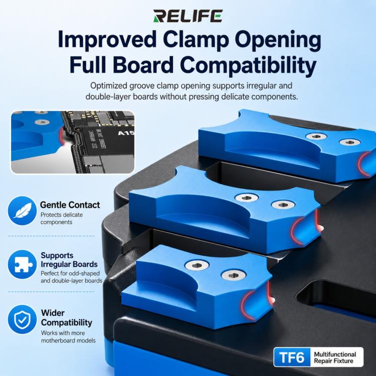 RELIFE TF6 Integrated Dual-Clamp Repair Fixture Compatible with Dual-Layer / Non-Standard Motherboards