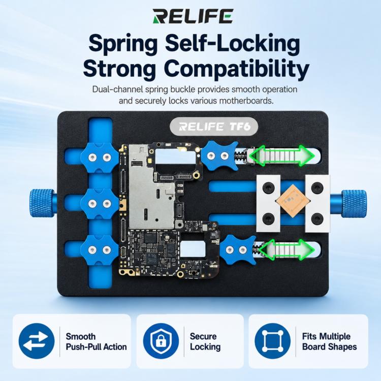 RELIFE TF6 Integrated Dual-Clamp Repair Fixture Compatible with Dual-Layer / Non-Standard Motherboards