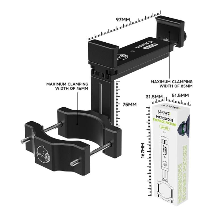 LUOWEI LW-318 Aluminum Telescopic Adjustable Microscope Eyepiece Fixture, LUOWEI LW-318