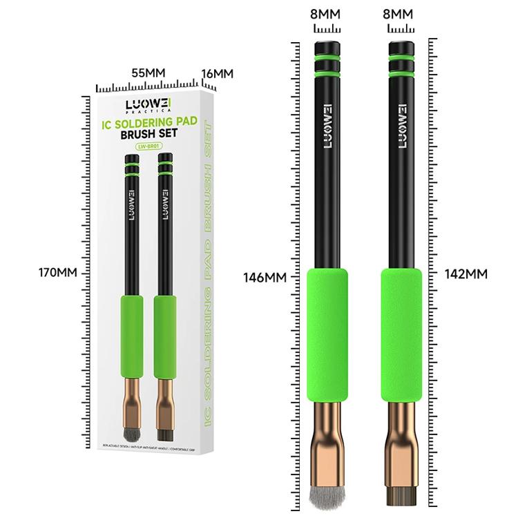 LUOWEI LW-BR01 Motherboard IC Chip Solder Pad Glue Removal Cleaning Brush Set, LW-BR01