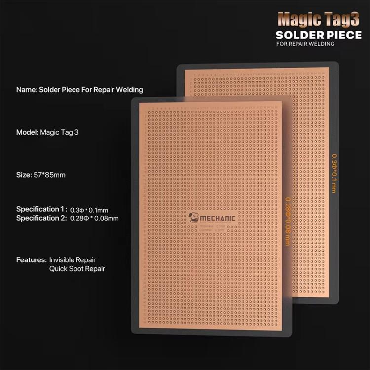 MECHANIC Magic Tag 3 Solder Piece, 0.1x0.3mm, 0.08x0.28mm, 0.08x0.28mm + 0.1x0.3mm