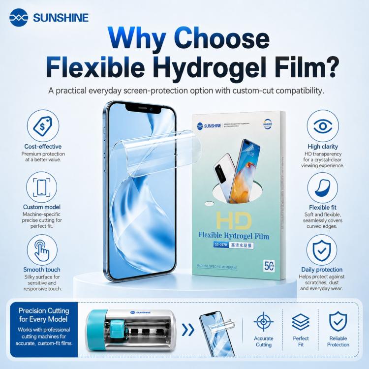 50 in 1 SUNSHINE SS-057H TPU Flexible Hydrogel HD Protective Film for SS-890C Cutting Machine, SS-057H
