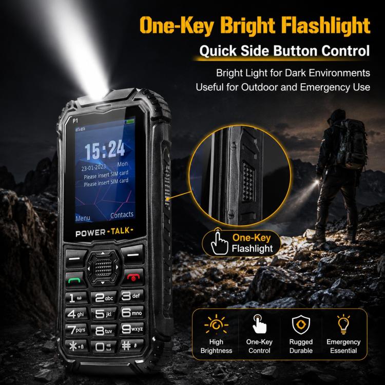 HP219 IP68 Rugged Phone, 2.4 inch, SC6531E, Network: 2G, BT, FM, SOS, Torch, EU Plug, US Plug, UK Plug