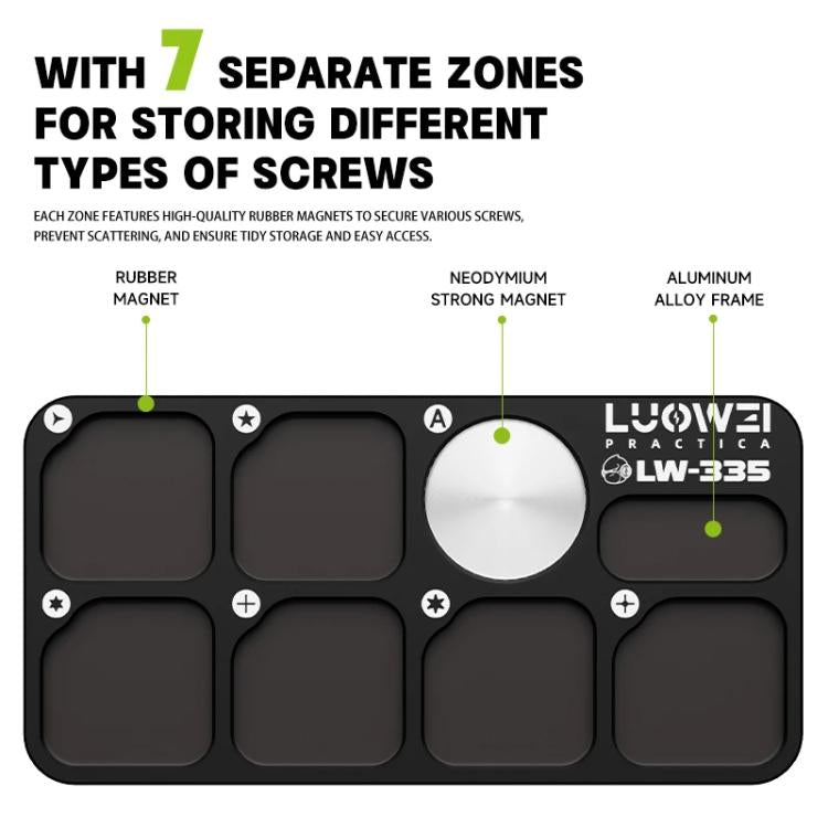 LUOWEI LW-335 7-Separate Zones Aluminum Alloy Screw Magnetic Storage Board, LW-335