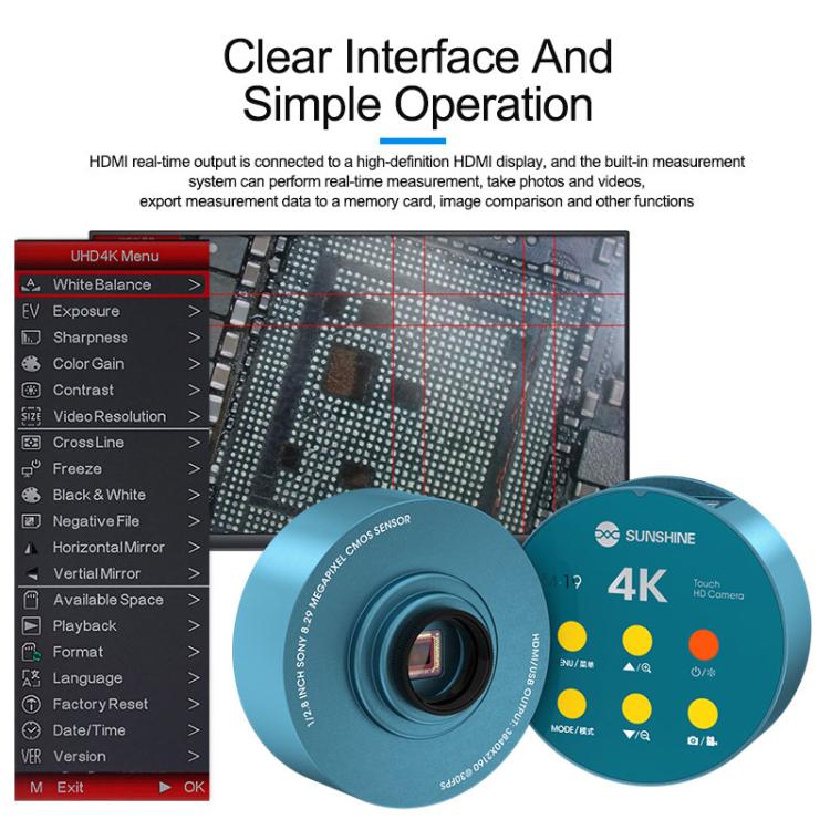 SUNSHINE M-19 Touch Control 4K Ultra HD Microscope Camera, SUNSHINE M-19