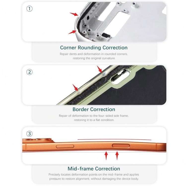 TBK TBK-215B 3 in 1 Phone Rounded-Corner / Mid-Frame / Side-Frame Straightener, TBK-215B