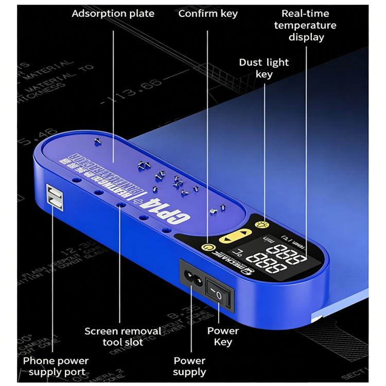 MECHANIC CP14+ 14-inch LCD Screen Separator with Dust Detection LED Light, EU Plug, US Plug