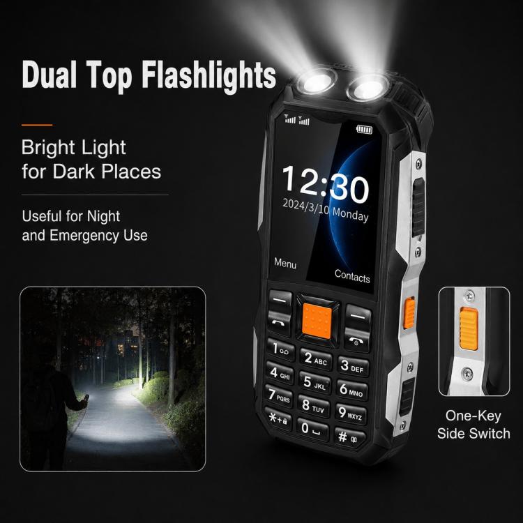 W2022 Rugged Phone, 1.77 inch, SC6531DA, Network: 2G, Dual SIM, BT, Torch