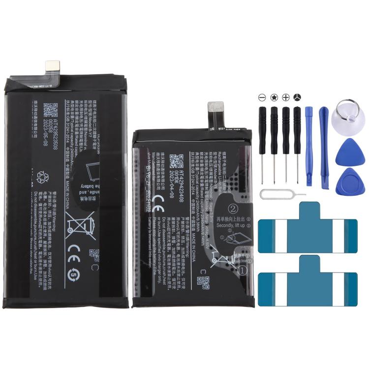 For vivo X Fold 2 V2266A 2400mAh B-Y6 B-Y7 Battery Set, For vivo X Fold 2 V2266A 2400mAh B-Y6 B-Y7