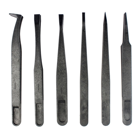 JF-S6in1 6 in 1 Anti-static Carbon Fiber Straight and Curved Tip Tweezers, JF-S 6 in 1