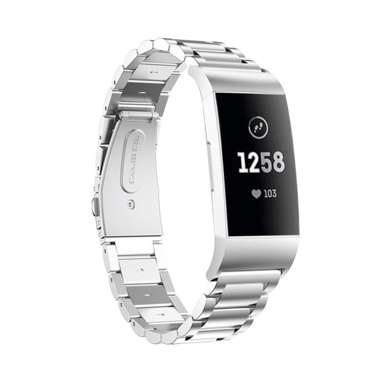 Three Beads Slingshot Buckle Solid Stainless Steel Watch Band for Fitbit Charge 4, Three Beads for Fitbit Charge 4