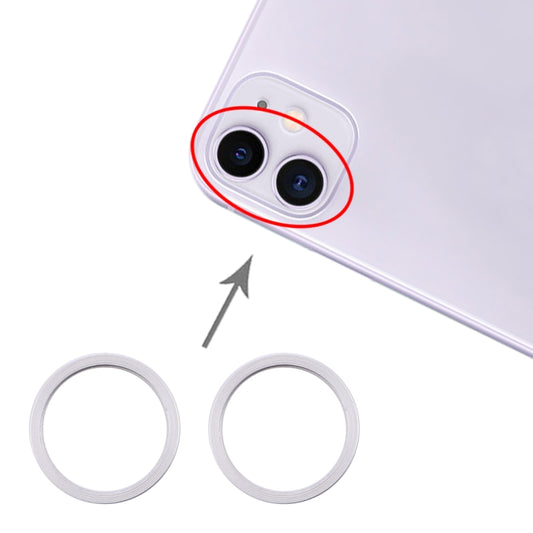 2 PCS Rear Camera Glass Lens Metal Protector Hoop Ring for iPhone 11, For iPhone 11
