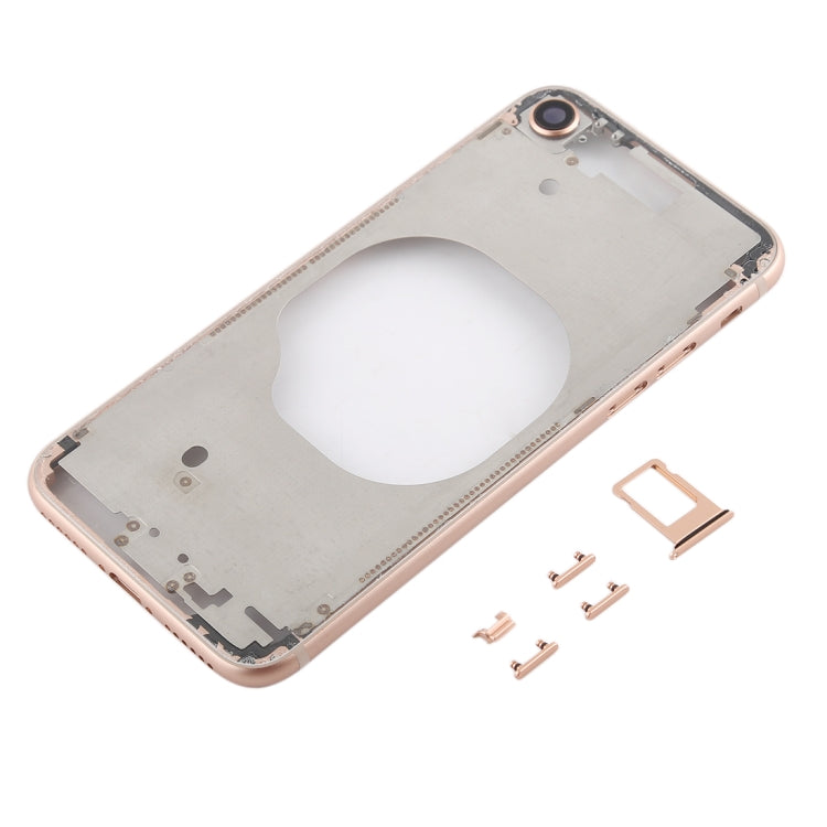 Transparent Battery Back Cover with Camera Lens Frame & SIM Card Tray & Side Keys for iPhone 8, For iPhone 8 (Transparent Gold)