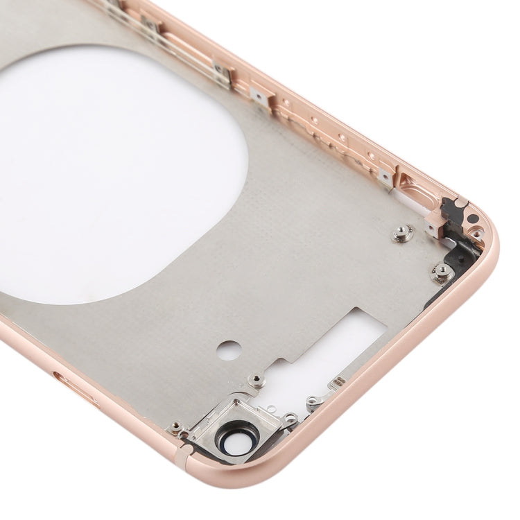 Transparent Battery Back Cover with Camera Lens Frame & SIM Card Tray & Side Keys for iPhone 8, For iPhone 8 (Transparent Gold)
