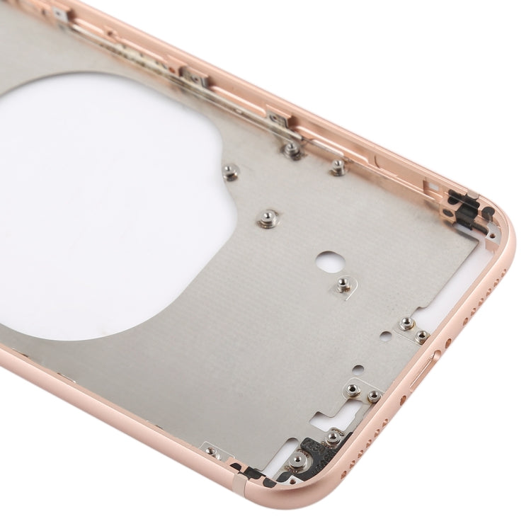 Transparent Battery Back Cover with Camera Lens Frame & SIM Card Tray & Side Keys for iPhone 8, For iPhone 8 (Transparent Gold)