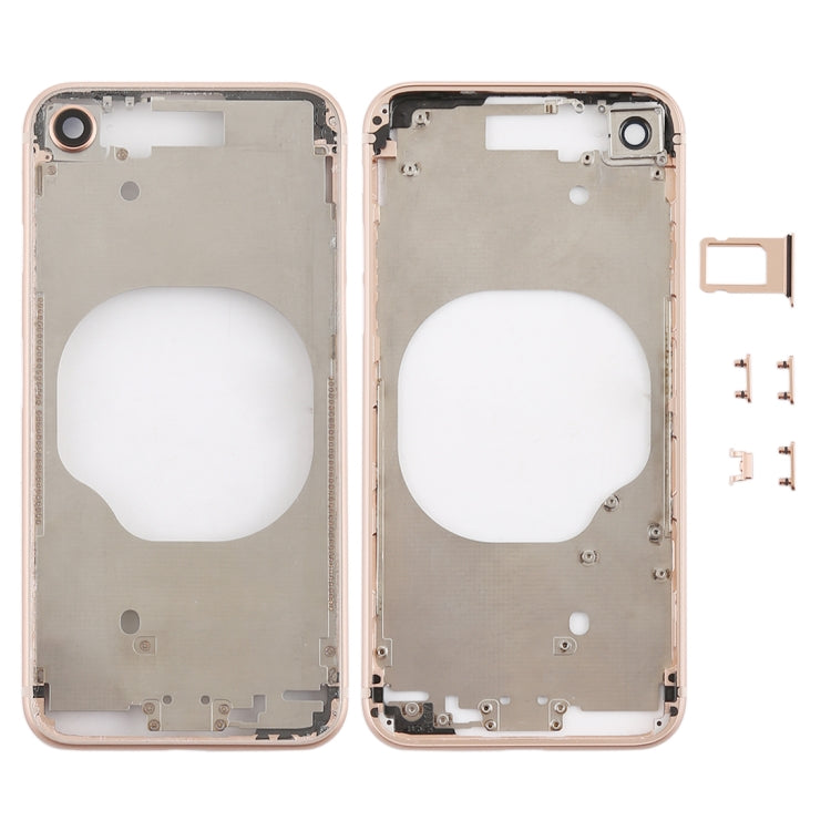 Transparent Battery Back Cover with Camera Lens Frame & SIM Card Tray & Side Keys for iPhone 8, For iPhone 8 (Transparent Gold)