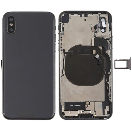 Battery Back Cover Assembly with Side Keys & Vibrator & Speaker Ringer Buzzer & Power Button + Volume Button Flex Cable & Card Tray & Battery Adhesive for iPhone X, For iPhone X
