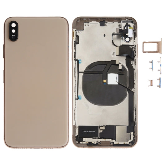 Battery Back Cover Assembly (with Side Keys & Speaker Ringer Buzzer & Motor & Camera Lens & Card Tray & Power Button + Volume Button + Charging Port + Signal Flex Cable & Wireless Charging Module) for iPhone XS Max, For iPhone XS Max (Full Assembly)